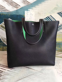 Hermes original calfskin reversible shoping bag K0298 black&green