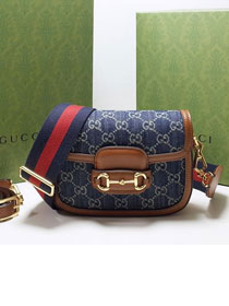 2022 GG original denim 1955 horsebit mini bag 658574 blue