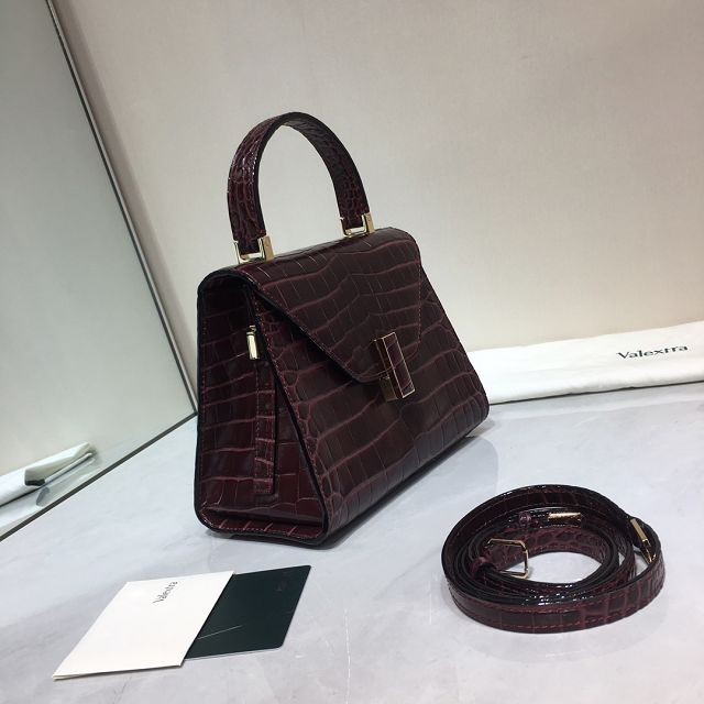 Valextra original crocodile calfskin iside mini bag 36028 burgundy