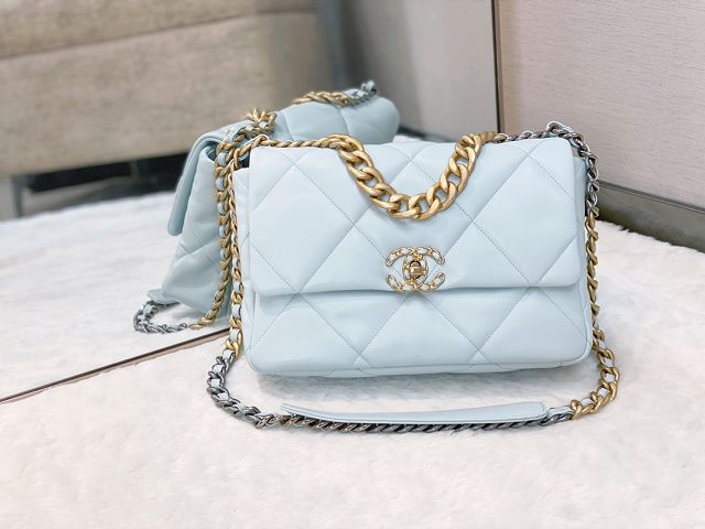 CC original calfskin medium 19 flap bag AS1161 light blue