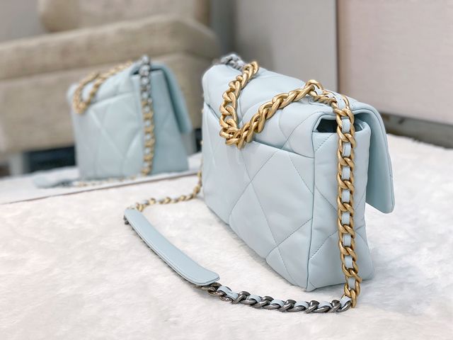 CC original calfskin medium 19 flap bag AS1161 light blue