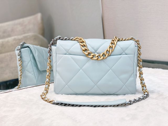 CC original calfskin medium 19 flap bag AS1161 light blue