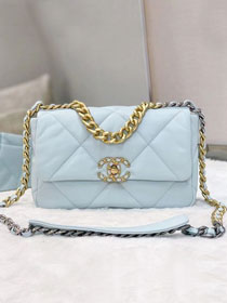 CC original calfskin small 19 flap bag AS1160 light blue