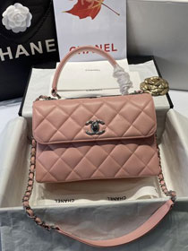 CC original lambskin top handle flap bag A92236 pink