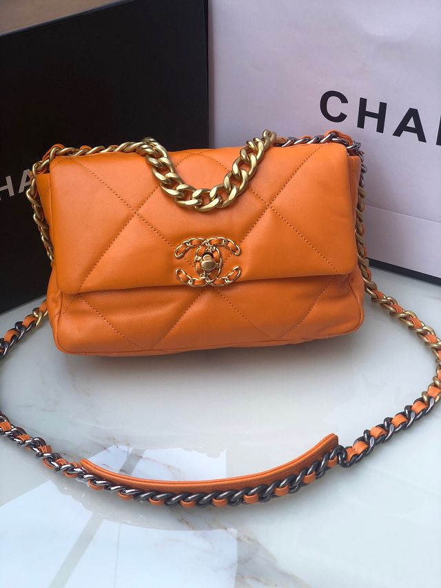 CC original lambskin 19 small flap bag AS1160 orange