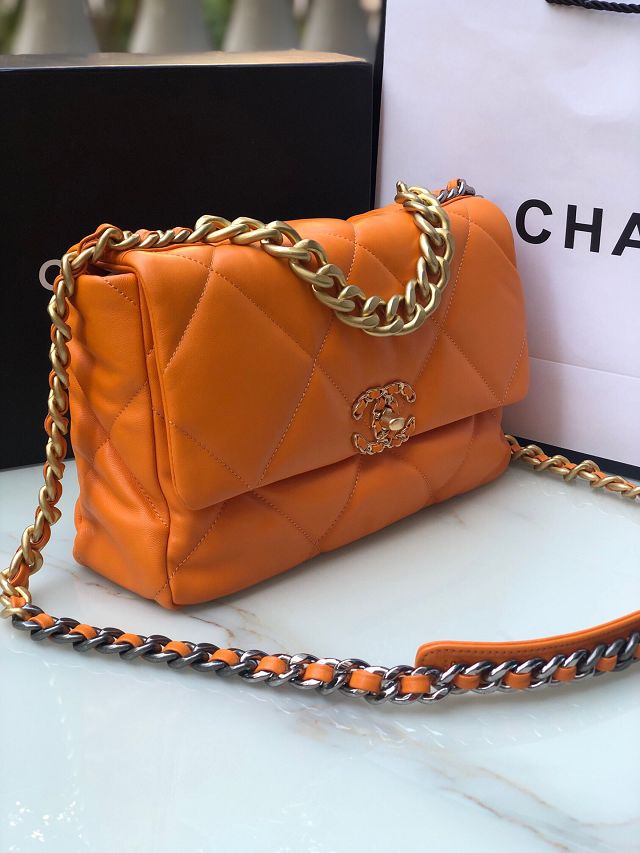 CC original lambskin 19 medium flap bag AS1161 orange