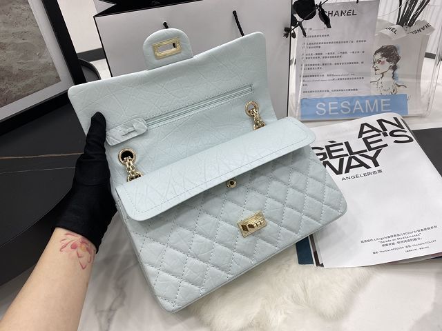 CC original calfskin 2.55 flap handbag A37586 light blue