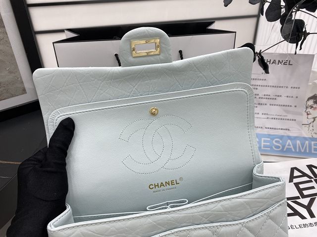 CC original calfskin 2.55 flap handbag A37586 light blue