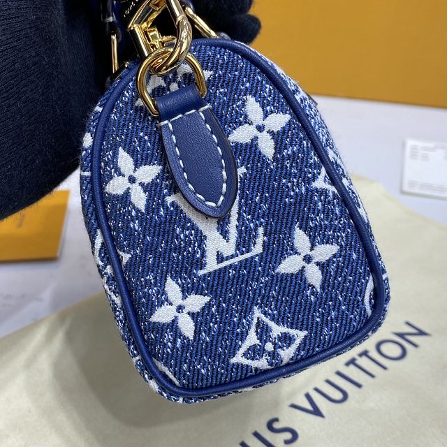 Louis vuitton original denim nano speedy bag M81213 blue