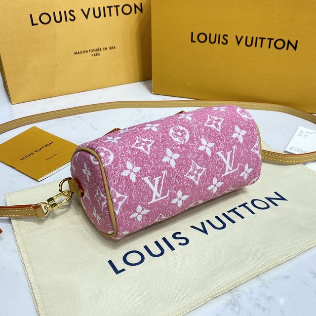 Louis vuitton original denim nano speedy bag M81213 pink