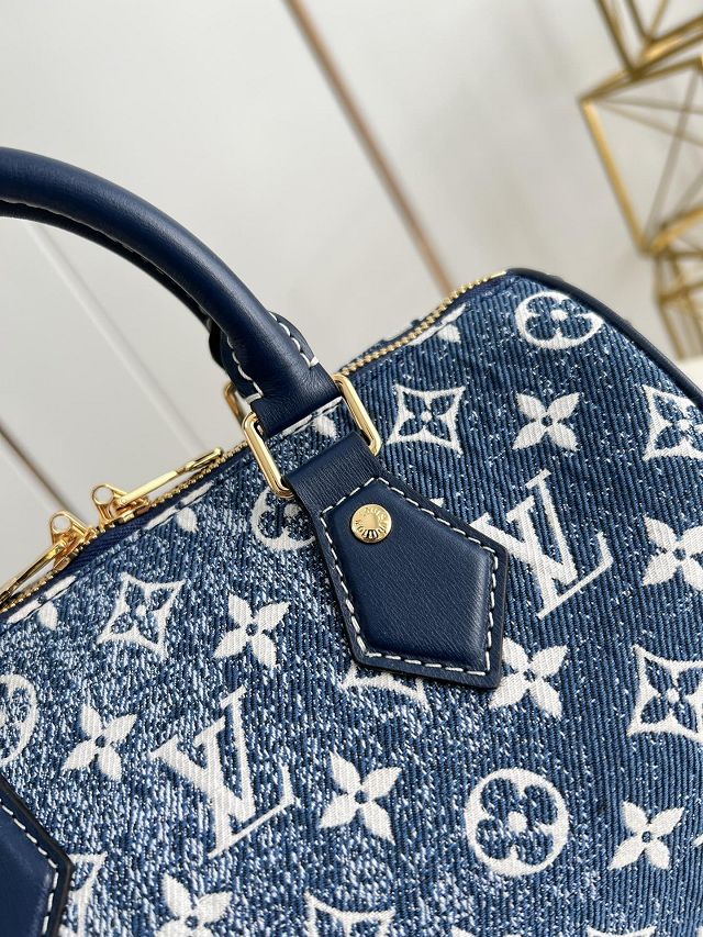 Louis vuitton original denim speedy 25 bag M59609 blue