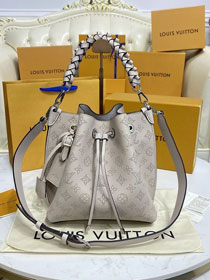 Louis vuitton original mahina leather muria bucket bag M59554 light grey