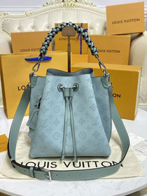 Louis vuitton original mahina leather muria bucket bag M59554 sky blue