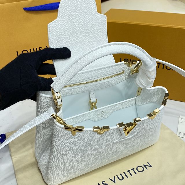 Louis vuitton original calfskin capucines BB handbag M59264 white