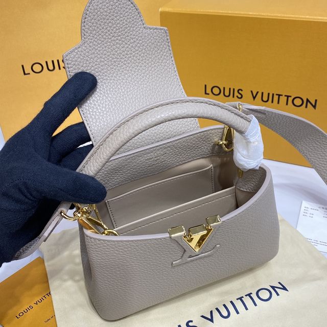 Louis vuitton original calfskin capucines mini handbag M55985 grey