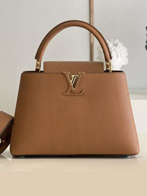 Louis vuitton original calfskin capucines mm handbag M59466 camel