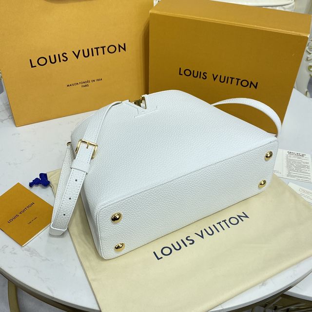 Louis vuitton original calfskin capucines mm handbag M59466 white