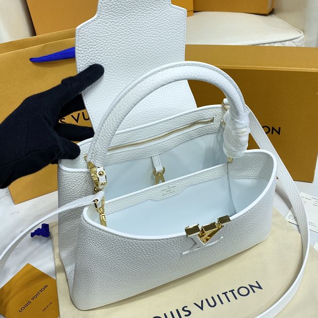 Louis vuitton original calfskin capucines mm handbag M59466 white