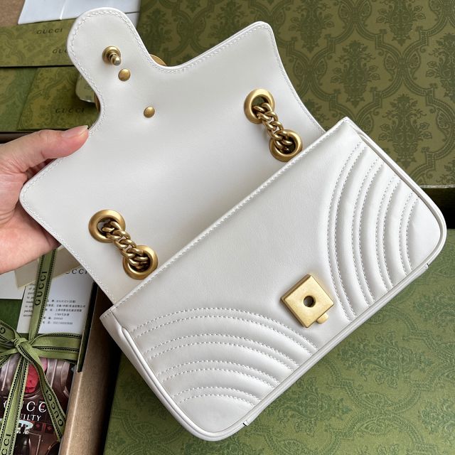 Top GG original calfskin marmont mini bag 446744 white