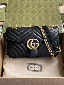 Top GG original calfskin marmont small shoulder bag 443497 black