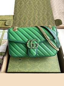 Top GG original calfskin marmont small shoulder bag 443497 green