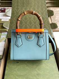 Top GG original calfskin diana mini tote bag 655661 blue