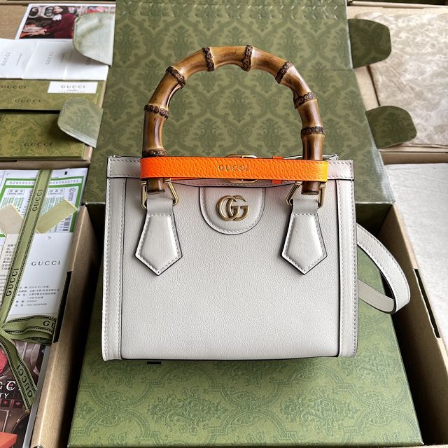 Top GG original calfskin diana mini tote bag 655661 white