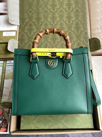 Top GG original calfskin diana small tote bag 660195 green