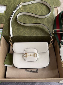 Top GG original calfskin horsebit 1955 mini bag 658574 white