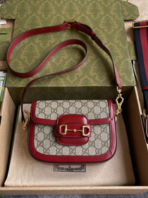 Top GG original canvas horsebit 1955 mini bag 658574 red