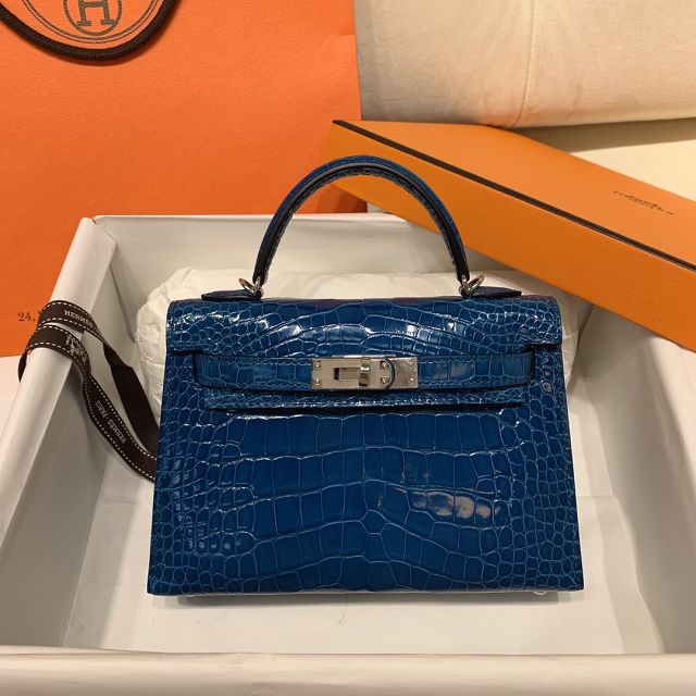 Top hermes 100% genuine crocodile leather mini kelly bag K0019 