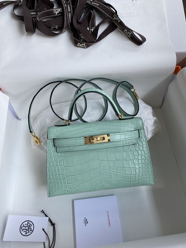 Top hermes 100% genuine crocodile leather mini kelly bag K0019 