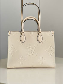 Louis vuitton original embossed calfskin onthego mm M44930 white