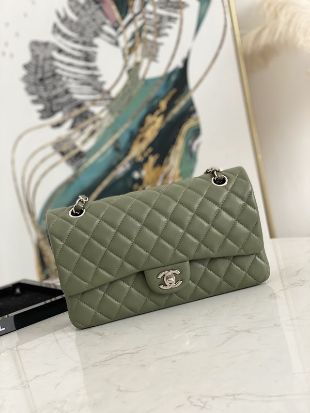 CC original lambskin medium flap bag A01112 green