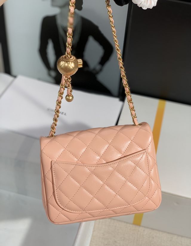 CC original lambskin small flap bag AS1786 light pink