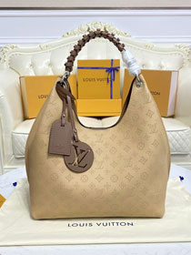 Louis vuitton original mahina leather carmel hobo bag M53188 arizona brown