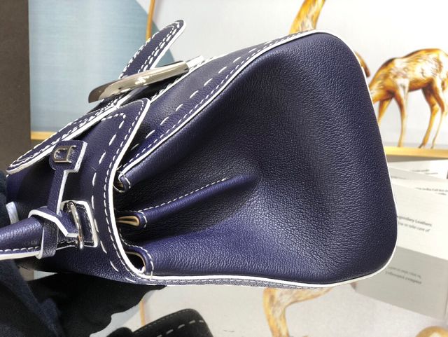 Delvaux original grained calfskin brillant mini bag AA0406 dark blue