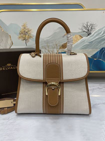 Delvaux original canvas brillant bag MM AA0555 brown&white