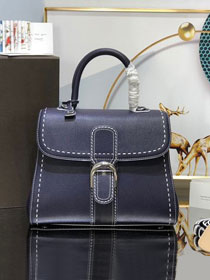 Delvaux original grained calfskin brillant bag MM AA0555 dark blue