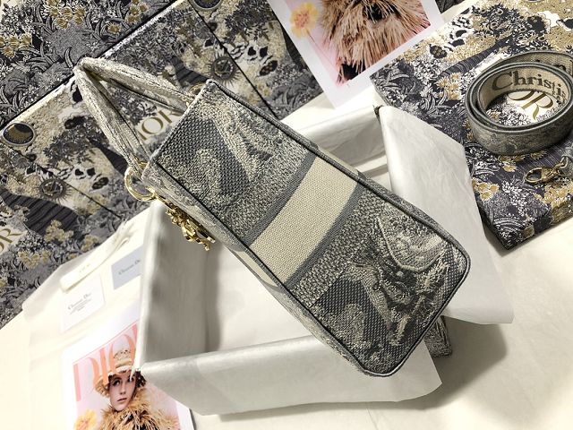 Dior original canvas large lady bag M0566 grey