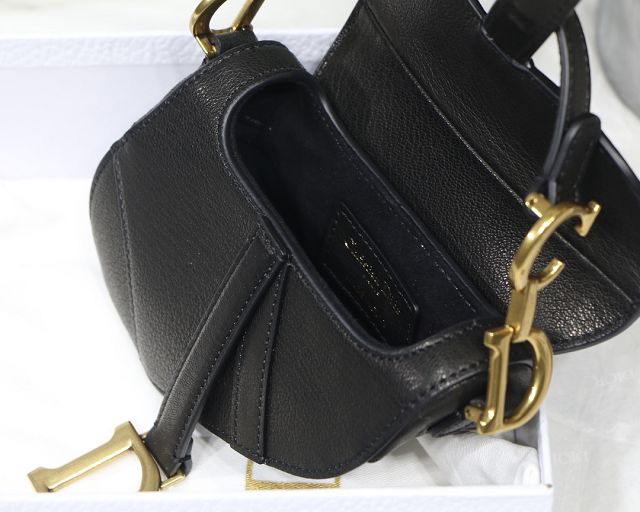 Dior original goatskin micro saddle bag S5685 black