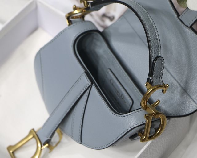 Dior original goatskin micro saddle bag S5685 light blue