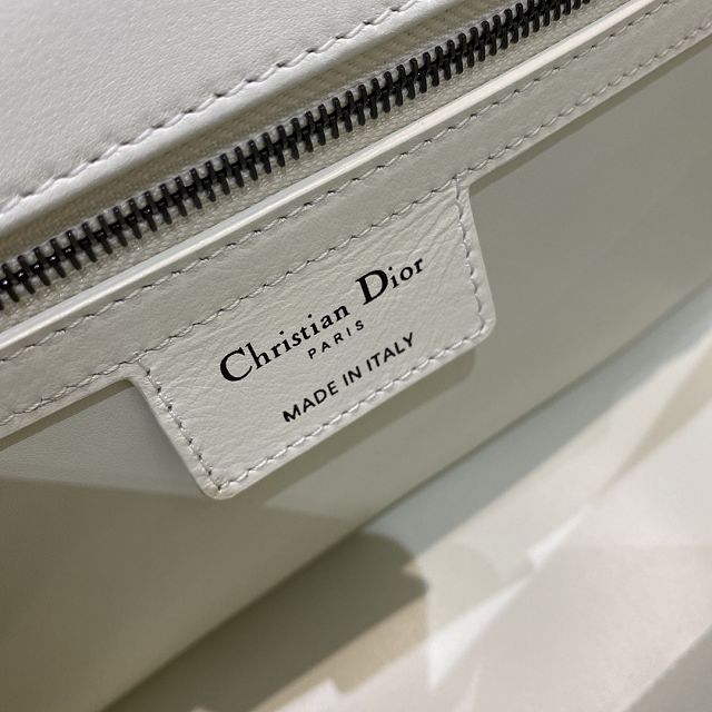 Dior original macrocannage calfskin  large caro bag M9243 white