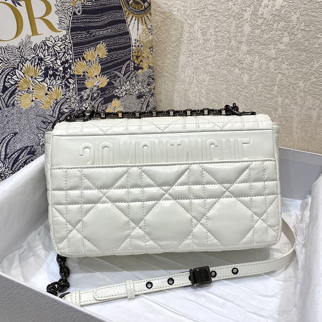 Dior original macrocannage calfskin medium caro bag M9242 white