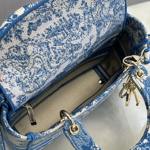 Dior original canvas medium lady bag M0565-5 blue