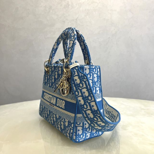 Dior original canvas medium lady bag M0565-5 blue