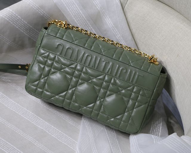 Dior original macrocannage calfskin large caro bag M9243 green