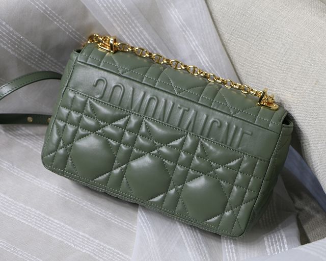 Dior original macrocannage calfskin medium caro bag M9242 green