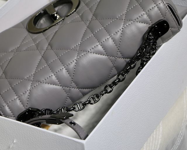 Dior original macrocannage calfskin medium caro bag M9242 grey