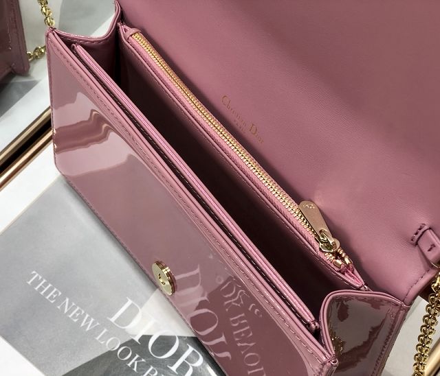 Lady dior original patent calfskin clutch S0204 light purple